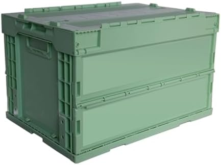 56QT Foldable Storage Box with Handles, Collapsible Plastic Organizer Bin for Home, Car Trunk, Outdoor Camping &amp; Travel, Eco-Friendly Khaki Container (21.9"x15.2"x12.8")