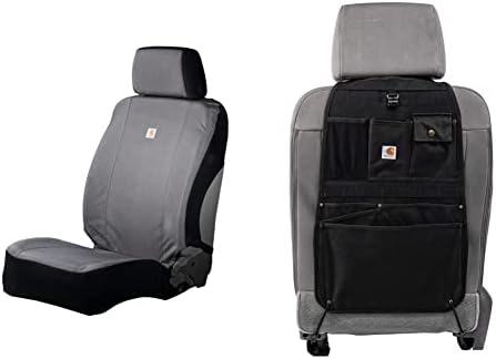 Carhartt Universal Nylon Duck Canvas Bucket Seat Covers + Organizer (Black)