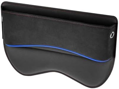 Car Seat Gap Filler Organizer, Leather Seat Storage Box with Cable Port, Anti-drop Multi-functional Center Console Organizer for Phone Key Card, Side Gap Filler for Most Cars (Black)