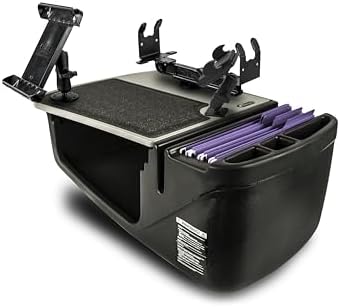 AutoExec Efficiency GripMaster Car Desk for Your Vehicle Workstation and Mobile Office, Grey with Phone Mount, Tablet Mount and Printer Stand
