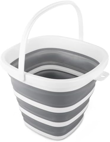 10L Collapsible Bucket for Cleaning, Portable Ice Bucket Water Pail for Space Saving, Foldable Sand Buckets with Handles for House Bathroom, Plastic Tub Sink Camping Wash Basin RV Essentials