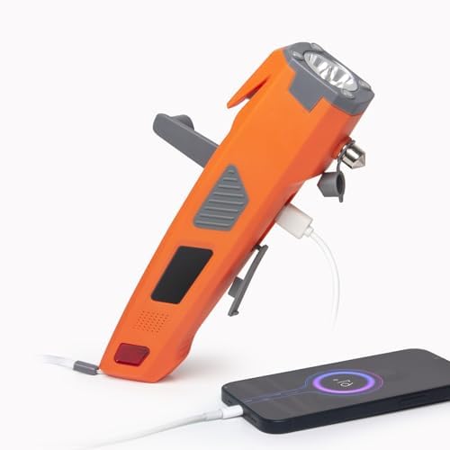 LUXON Emergency Tool,8-in-1 Car Safety Tool:Window Breaker,Seat Belt Cutter,LED Flashlight Rescue Tool USB Charger,SOS Light, Hand Cranking Charge, Magnetic for Vehicle Escape/Field Survival,Hiking