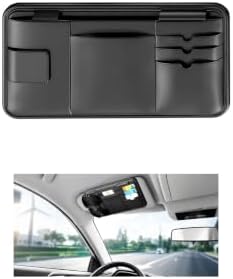 Car Visor Organizer, Multi-Pocket Scratch-Resistant Vehicle Sun Visor Storage Pouch with Sunglass Holder, Sunshade Eyeglasses Card Holder Organizer Bag Car Accessories, Universal Fit