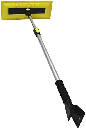 Emsco Group 1719-1AZ Bigfoot 52" Telescoping Snowbroom with 16" Swiveling Foam Blade Dual-Head Ice Scraper, Assorted