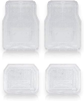 Vaygway All Weather Floor Mats-Universal 4 Piece Car Interior- Rubber Clear Car Plastic Rug-Blue-Tinged Weather Protection Mats