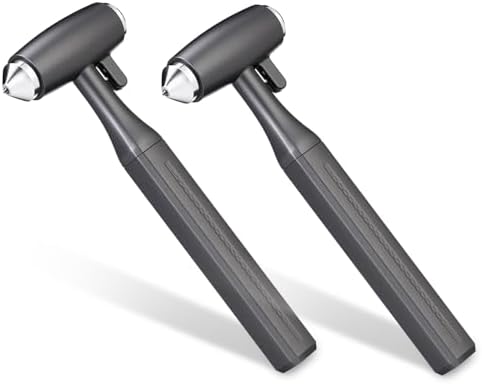 2 Pack 6.9" Heavy Duty Car Window Breaker, Tungsten Carbide Emergency Escape Tool for Laminated Glass, All Metal Safety Hammer with Seat Belt Cutter for Modern Vehicles