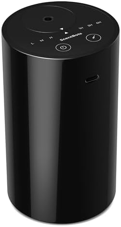 Waterless Essential Oil Diffuser, Battery Operated Aromatherapy Diffuser with 20mL Capacity, Mini Portable Scent Air Diffuser, 3 Countdown Timers & Mist Levels for Home Room Car Office, ANZ Black