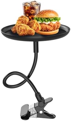 Car Adjustable Food Tray, 360 Degree Swivel Non-Slip Clip Type Vehicle Snack Drink Cup Eating Table, 8.7" Diameter Automotive Food Storage Dining Tray, Universal for Vehicles