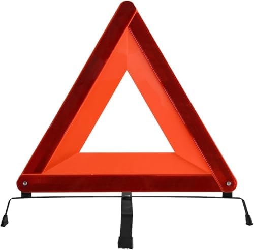 Foldable Triangle Safety Reflex Reflector with Metal Base Stand Triangle Warning Frame Triangle Emergency Warning Triangle Reflector Safety Triangle Kit for During Roadside Breakdowns