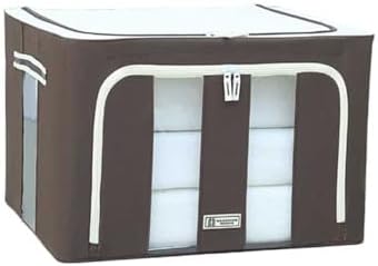 Storage Bags for Clothes, 600D Oxford Fabric,Waterproof, Foldable, 4Thick Solid Steel Frames,2 Zippers & Windows, Container Organizer for Clothes ,Sock, Underclothes, Book.Dorm,Car, Kid Center ( 24 L)