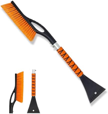 27" Detachable Aluminum Snow Brush & Ice Scraper for Car Windshield - Ergonomic Foam Grip, Suitable for Cars, Trucks, SUV Windshields & Windows, Winter Car Essential Tool