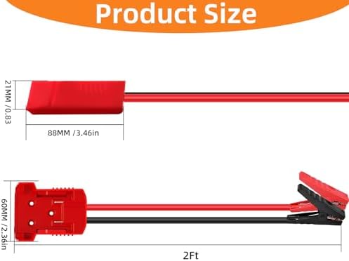2.2FT Jumper Cable Adapter Compatible with Milwaukee M18 Batteries