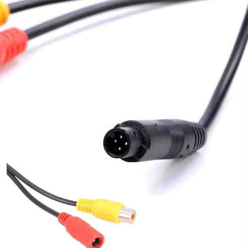 YuYue Electronic 4-Pin Male Backup Reverse Camera Car Universal to CVBS RCA Female Connector Signal Power Adapter Wire Harness Audio Cables