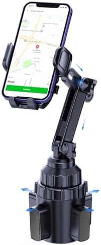 Universal Car Cup Holder Phone Mount with Detachable Base & Long Neck, 360° Rotating for No-Shake View, Securely Fits 65-106mm Large Truck/SUV Cups, Compatible with All 4-7 Inch Smartphones