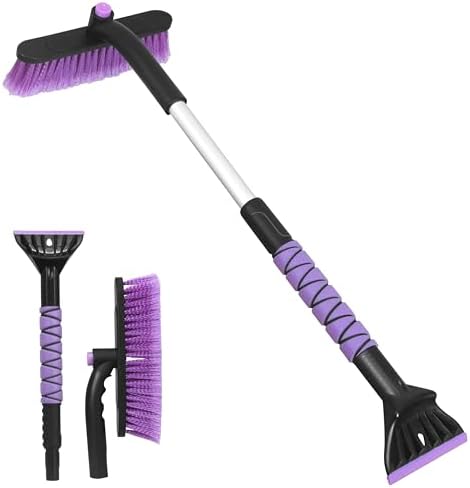 Gardzen 32" Snow Brush and Ice Scraper for Car Windshield, 2-in-1 Car Snow Brush and Ice Scraper, Extendable Snow Scraper with Brush, Snow Removal for Cars SUVs