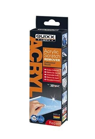 QUIXX 2019 Acrylic Scratch Remover for All Kinds of Acrylic and Plastic (50g Polish/1 Cloth/2 Sandpaper)