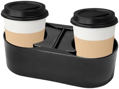 Car Cup Holder, Auto Double Drink Holder Multifunctional Center Console Organizer, 3 x 7 x 2 inches Front Seat Beverage Organizer Interior Cup Holders for Cars SUVs Trucks (Plastic)
