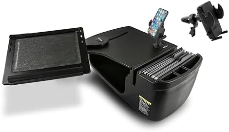 AutoExec Reach Desk Front Seat Car Desk and Portable Workstation with Phone Mount and Phone Vent Clip, Black