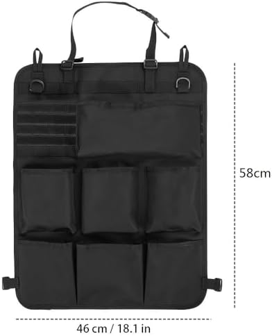 Tactical Universal Car Front Seat Back Organizer 18 x 23 Inch Seat Back Organiser with 7 Storage Pouch, with Molle System - for Camping, Travel,Huntting (Black)