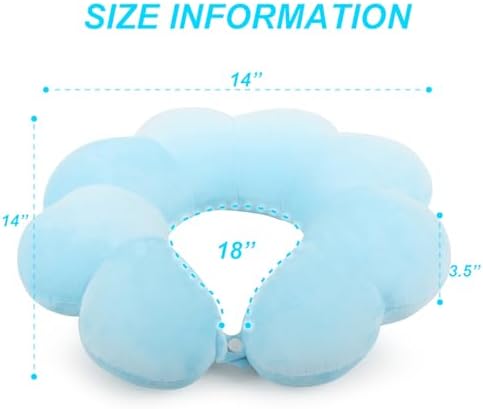 Flower Travel Neck Pillows for Airplanes Breathable Cotton U-Shaped Neck Pillow for Kids & Adults Head Neck Chin Support Rest Pillow for Traveling,Car,Train,Bus,Recline,Home,Office,Light Blue