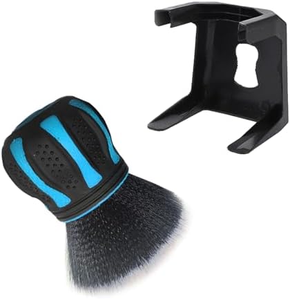 Shakas Detail Cleaning Brush with Storage Holder, Non-Slip Easy Grip Handle Air Conditioning Vent Spherical Soft Bristle Crevice Brush, Portable Multi-Purpose Accessory, Fits Most Cars (Blue)