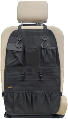 ECWKVN Car Seat Back Organizer, Heavy Duty Back Seat Organizer with Multiple Storage Pockets, Work Truck & SUV Seat Back Storage Bag for Tools, Tablet, Bottles & Essentials – Universal Fit