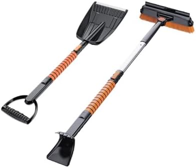 REVXON Snow Brush and Ice Scraper for Audi Q7 2017 2018 2019 2020, 2-in-1 Car Tool with 180° Rotating Brush, Comfortable Foam Grip, Detachable & Extendable for Windshield