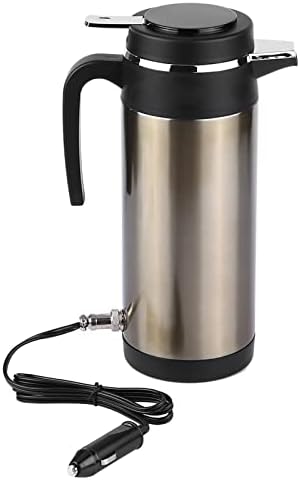 Acouto 12V Car Electric Kettle 1000ML Stainless Steel Car Electric In-car Kettle Travel Thermoses Heating Water Bottle Heating Cup