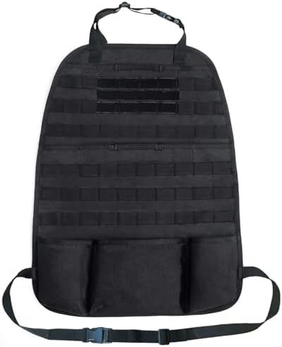 Car Seat Back Organizer Tactical MOLLE Panel Back Seat Storage Bag Universal Car Seat Cover Protector (Black)