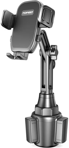 Cup Holder Phone Mount, [No Shaking & Height-Adjustable Pole] Cup Phone Holder for Car, Cell Phone Cradle for iPhone iPhone14, Samsung and More Smart Phone(Black)