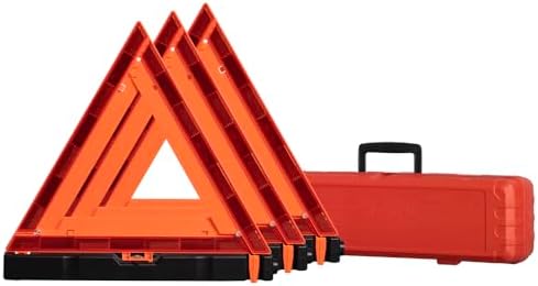 YuBoQi(3PK) Reflective Warning Road Safety Triangle Kit ROAD Emergency Triangle Sign DOT Approved for Truck,LED Road Flares 49 CFR Part 571.125 (FMVSS 125) US