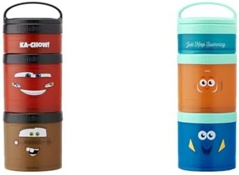 Whiskware Disney Pixar Cars and Nemo Stackable Snack Containers, Set of 3 with 1/3 Cup, 1 Cup, and 1 Cup Jars