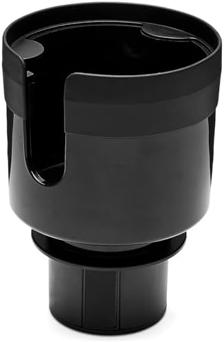 Amazon Basics Car Cup Holder Expander with Adjustable Base, Securely Holds Large Bottles 3.4 to 3.8 in Diameter, Compatible with Yeti, Hydro Flask, Easy Installation, Black