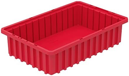 Akro-Mils 33164 Akro-Grid Plastic Slotted Dividable Modu Box Stackable Grid Storage Tote Container, (16-1/2-Inch L x 10-7/8-Inch W x 4-Inch H), (12 Pack), Red