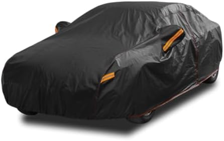6 Layer Heavy Duty Car Cover Waterproof All Weather Protection with Cotton Liner, Full Exterior Outdoor Cover for Sun Rain Snow UV Protection, Fits Sedan 186-193 inchs