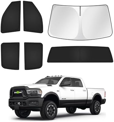 Canvcle Sunshades for Dodge Ram 2500 3500 2010-2025 2026 Accessories Windshield Sun Shade Side Rear Window Shade Cover Sun Visor Shield Privacy Protection Keep Vehicle Cool Black 6PCS
