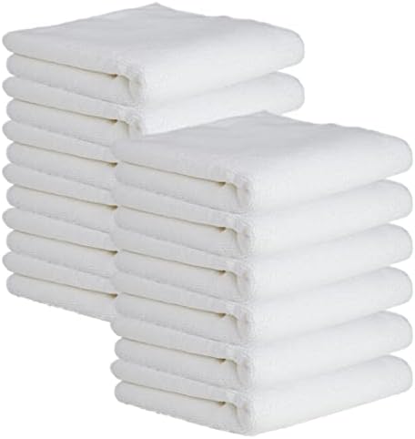 CARTMAN 16x24 Inch 12 Pack 350GSM Microfiber Cleaning Cloths, White