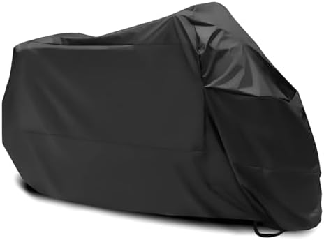 Motorcycle Covers, Waterproof Sunproof Dustproof Outdoors Motorbike Cover with Lock-Holes, All Weather Protection Vehicle Accessories, Fits Up to 104" Motorcycles, Electric Vehicle (Black)