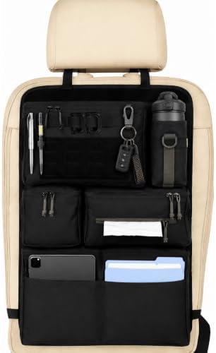 Tactical Seat Back Organizer With MOLLE Panel, Heavy Duty Car Back Seat Storage With Multiple Pockets And Hook And Loop Panel, For EDC Gear, Fits SUV Truck Jeep