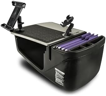 AutoExec Efficiency GripMaster Car Desk for Your Vehicle Workstation and Mobile Office, Grey with 400 watt Power Inverter, Phone Mount and Tablet Mount