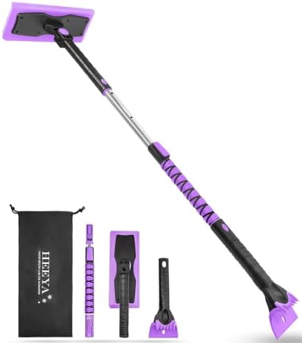 HEEYA 46.7 Inch Snow Broom with Scraper, Foam Snow Brush for SUV