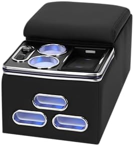 Universal Center Console Armrest Organizer with Wireless Charging Phone Holder Cup, Truck Bench Seat Center Console, Rear Bench Seat Armrest van, Car Minivan Truck,Center Console Armrest Organizer
