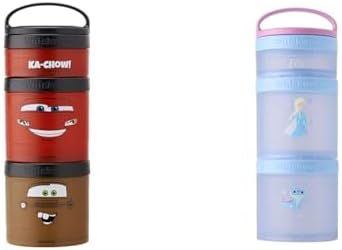 Whiskware Disney Stackable Snack Containers Bundle with 3 Pixar Cars Cups and 3 Frozen Princess Cups