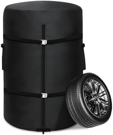 Tire Cover, Heavy Duty Waterproof Spare Tire Storage Bag - 28 Inch Diameter Tires Covers for Trucks, SUVs, RVs, Campers, Trailers (Black)