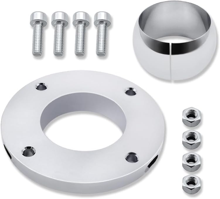 Universal Swivel Floor Mount & Universal 4.5" Steering Column Drop for 2" Columns Chrome Aluminum