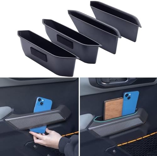 TOPINSTALL 4 Doors Handle Storage Box Compatible with Ford Bronco 2021-2026 Accessories, Phone Holder Front and Rear Door Grab Handle Pocket Storage ABS Plastic-4PCS (Not for Sport Model)