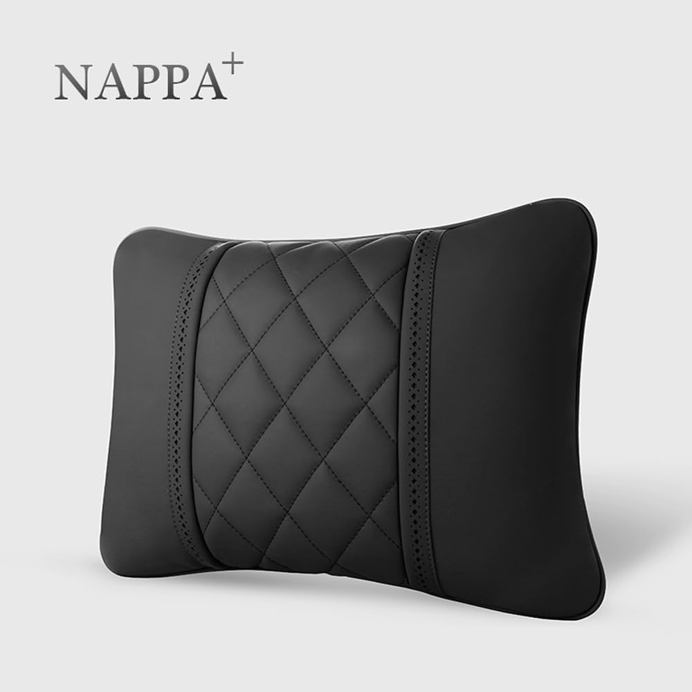 Car Pillows Napa Leather Car Seat Rest Cushion Car Lumbar Pillow for Mercedes Benz Maybach S-Class Lumbar Support Pillow car Accessories（Black）