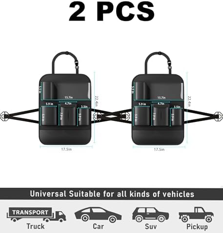 GMQ Backseat Car Organizer with Touch Screen,Protectors Kick Mats Travel Accessories for Kids,Multifunctional Seat Back Organizer Car Travel Organizer Accessories (Black, 2PCS)