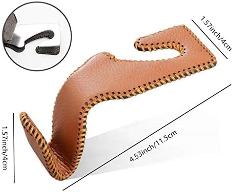 VCOROS Purse Hook for Car Leather & Stainless Universal Universal Car Vehicle Back Seat Headrest Hanger Holder Hooks for Bag Purse Cloth Drink Grocery 2 Pack(Brown 2#)