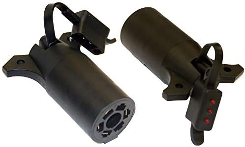 Buyers Products TC2074T 7-Way Flat to 4-Flat Trailer Connector Adapter with LED Tester, Durable Weather-Resistant Plastic Plug, Fixes Truck to Trailer Wiring Mismatch for Utility & Light‑Duty Trailers
